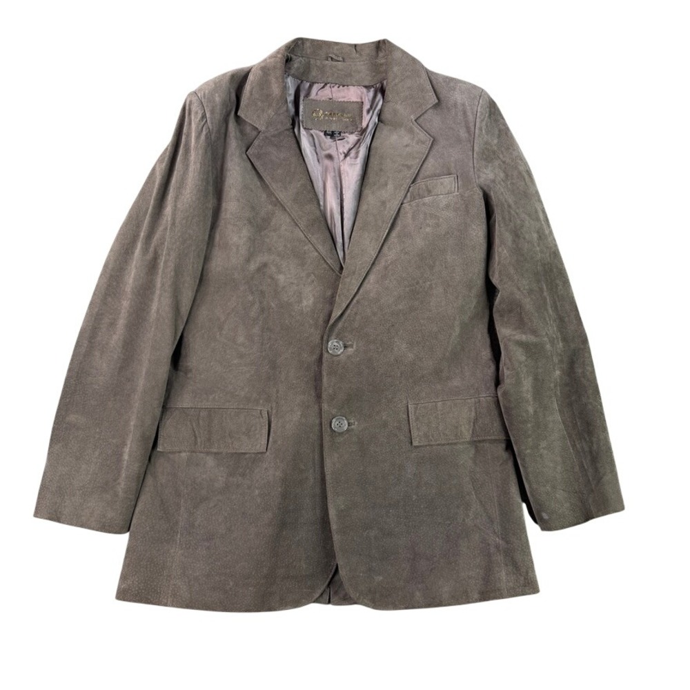 Deerskin Trading Post Blazer Mens 42L Brown Genuine Suede Leather Sport Coat Vtg